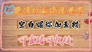 微信动态昵称设置方法,可抖音直播引流,日赚上百【详细视频教程+素材】-学习资源社