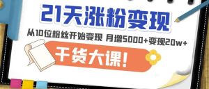 21天精准涨粉变现干货大课:从10位粉丝开始变现月增5000+变现20w+-学习资源社