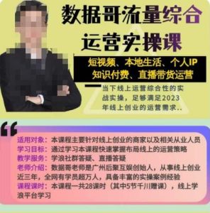 数据哥流量综合运营实操课:短视频、本地生活、个人IP知识付费、直播带货运营-学习资源社