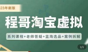 程哥·2023淘宝蓝海虚拟电商,虚拟产品实操运营,蓝海选品+案例拆解-学习资源社