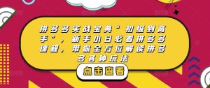 拼多多实战宝典“初级到高手”,新手小白必看拼多多课程,带你全方位解读拼多多各种玩法-学习资源社