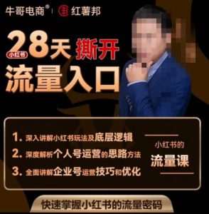 牛哥电商红薯邦28天撕开小红书流量入口,小红书运营系列课,快速掌握小红书的流量密码-学习资源社