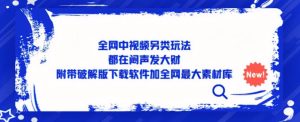 全网中视频另类玩法,都在闷声发大财,附带破解版下载软件加全网最大素材库-学习资源社