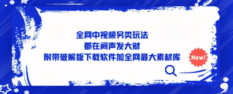 全网中视频另类玩法，都在闷声发大财，附带破解版下载软件加全网最大素材库-学习资源社