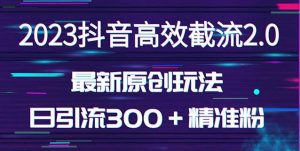 日引300+创业粉,独家抖音高效截流2.0玩法(价值1280)-学习资源社