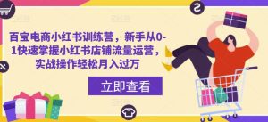 百宝电商小红书训练营,新手从0-1快速掌握小红书店铺流量运营,实战操作轻松月入过万-学习资源社