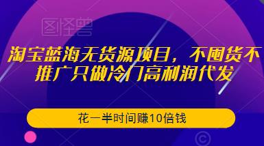 淘宝蓝海无货源项目，不囤货不推广只做冷门高利润代发，花一半时间赚10倍钱-学习资源社