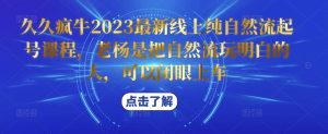 久久疯牛2023最新线上纯自然流起号课程,老杨是把自然流玩明白的人,可以闭眼上车-学习资源社