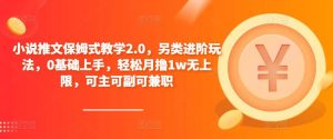 小说推文保姆式教学2.0,另类进阶玩法,0基础上手,轻松月撸1w无上限,可主可副可兼职-学习资源社