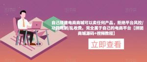 自己搭建电商商城可以卖任何产品,完全属于自己的电商平台【拼团商城源码+视频教程】-学习资源社