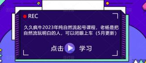 久久疯牛2023年纯自然流起号课程,老杨是把自然流玩明白的人,可以闭眼上车(5月更新)-学习资源社