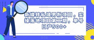 新媒转私域男粉项目,实操落地项目第二期,单号日产500+-学习资源社