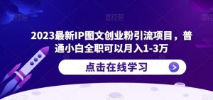 2023最新IP图文创业粉引流项目,普通小白全职可以月入1-3万-学习资源社