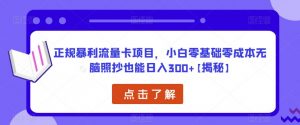 正规暴利流量卡项目，小白零基础零成本无脑照抄也能日入300+【揭秘】-学习资源社