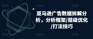 亚马逊广告数据拆解分析,分析框架/层级优化/打法技巧-学习资源社