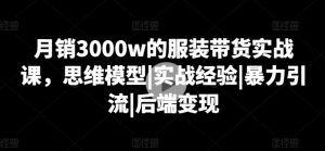 月销3000w的服装带货实战课,思维模型|实战经验|暴力引流|后端变现-学习资源社