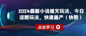 2024最新小说推文玩法,今日话题玩法,快速量产(快剪)-学习资源社