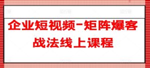 企业短视频-矩阵爆客战法线上课程-学习资源社