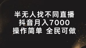 半无人找不同直播,月入7000+,操作简单 全民可做【揭秘】-学习资源社