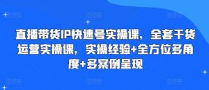 直播带货IP快速号实操课,全套干货运营实操课,实操经验+全方位多角度+多案例呈现-学习资源社
