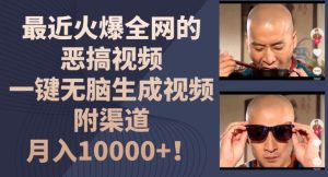 最近火爆全网的恶搞视频,一键无脑生成视频,附渠道,月入1w【揭秘】-学习资源社