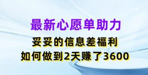最新心愿单助力,妥妥的信息差福利,两天赚了3.6K【揭秘】-学习资源社