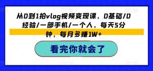 从0到1拍vlog视频变现课,0基础/0经验/一部手机/一个人,每天5分钟,每月多赚1W+-学习资源社