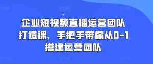 企业短视频直播运营团队打造课,手把手带你从0-1搭建运营团队-学习资源社