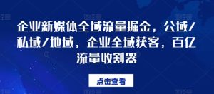 企业新媒体全域流量掘金,公域/私域/地域,企业全域获客,百亿流量收割器-学习资源社