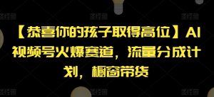【恭喜你的孩子取得高位】AI视频号火爆赛道,流量分成计划,橱窗带货【揭秘】-学习资源社