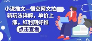 小说推文—悟空网文拉新玩法详解,单价上涨,红利期好推-学习资源社
