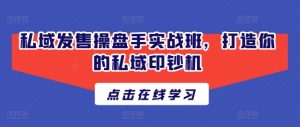 私域发售操盘手实战班,打造你的私域印钞机-学习资源社