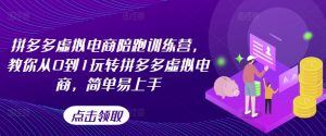 拼多多虚拟电商陪跑训练营,教你从0到1玩转拼多多虚拟电商,简单易上手(更新)-学习资源社