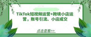 TikTok短视频运营+跨境小店运营,账号引流、小店成交-学习资源社