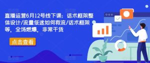 直播运营6月12号线下课:话术框架整体设计/流量低迷如何救流/话术框架等,全场燃爆,非常干货-学习资源社
