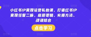 小红书IP变现运营私教课,打通红书IP变现任督二脉,底层逻辑、实操方法、战训结合-学习资源社