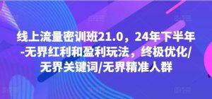 线上流量密训班21.0,24年下半年-无界红利和盈利玩法,终极优化/无界关键词/无界精准人群-学习资源社