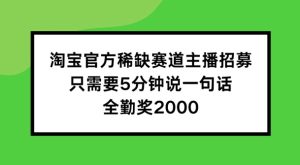 淘宝官方稀缺赛道主播招募 ,只需要5分钟说一句话, 全勤奖2000【揭秘】-学习资源社