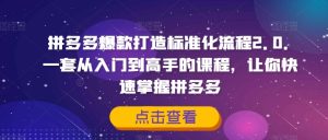 拼多多爆款打造标准化流程2.0,一套从入门到高手的课程,让你快速掌握拼多多-学习资源社