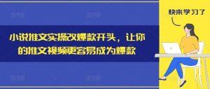 小说推文实操改爆款开头,让你的推文视频更容易成为爆款-学习资源社