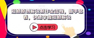 短剧原创解说制作全流程,新手必看,快速掌握短剧解说-学习资源社