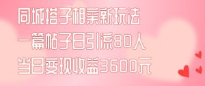 同城搭子相亲新玩法一篇帖子引流80人当日变现3600元(项目教程+实操教程)【揭秘】-学习资源社