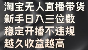 淘宝无人直播带货,新手日入三位数,稳定开播不违规,越久收益越高【揭秘】-学习资源社