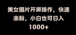 美女图片开屏操作,快速涨粉,小白也可日入1k【揭秘】-学习资源社