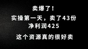 这个资源,需求很大,实操第一天卖了43份,净利润425【揭秘】-学习资源社