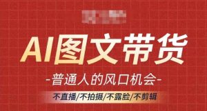 AI图文带货流量新趋势,普通人的风口机会,不直播/不拍摄/不露脸/不剪辑,轻松实现月入过万-学习资源社
