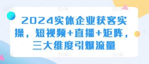 2024实体企业获客实操,短视频+直播+矩阵,三大维度引爆流量-学习资源社