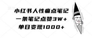 小红书人性痛点笔记,一条笔记点赞3W+,单日变现1k-学习资源社