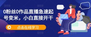 0粉丝0作品直播急速起号变米,小白直接开干-学习资源社