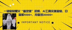 一键复刻爆火“幽灵娘”视频,AI工具完美复刻,日吸粉1000+,月变现过W-学习资源社